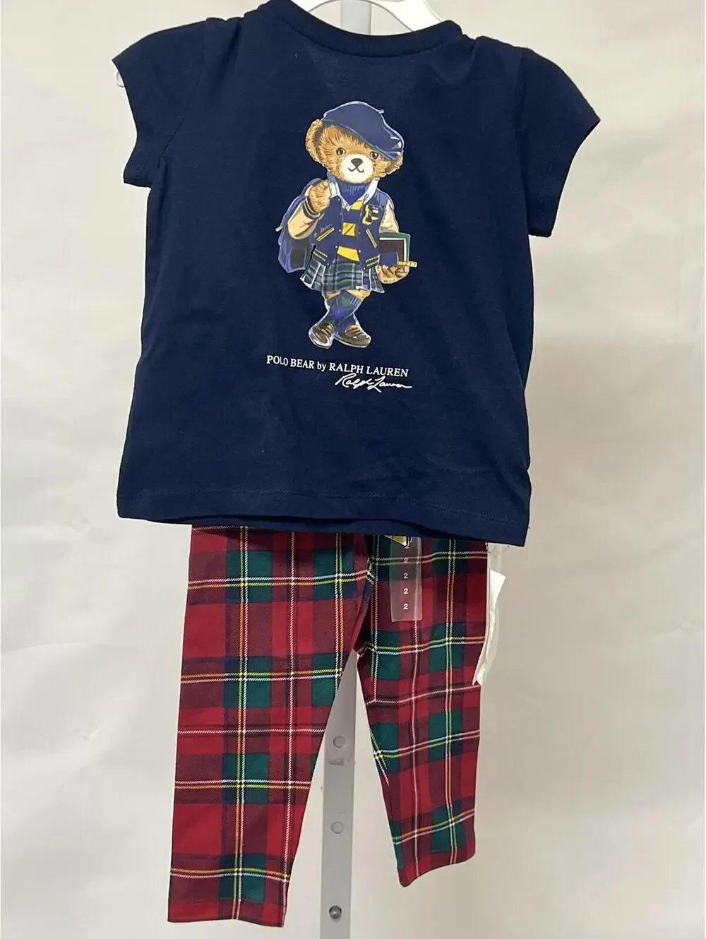 Kids' Polo Bear Graphic T-Shirt Polo Ralph Lauren & Plaid Stretch Jersey Legging